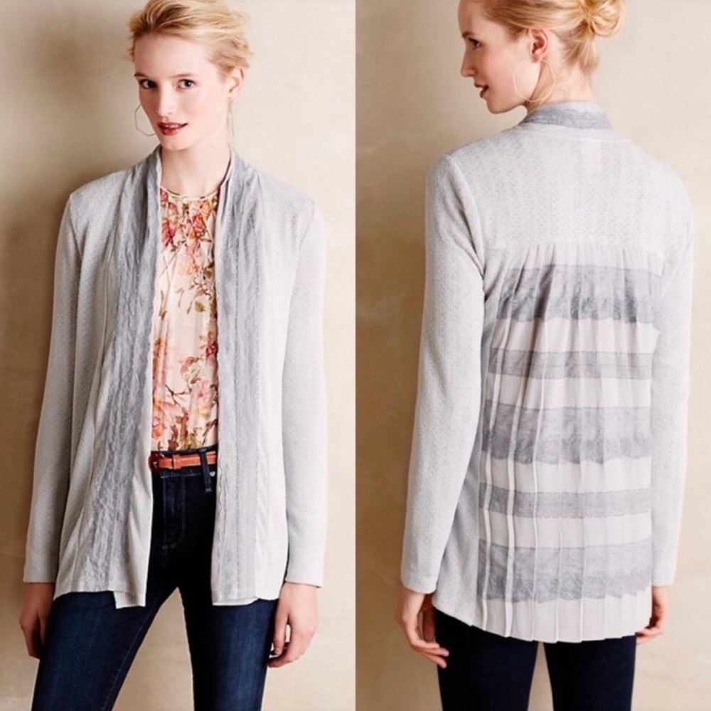 One September gray Anthropologie open pleated sweater